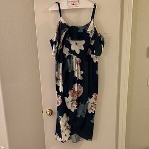 City Chic Floral Drape Midi Dress